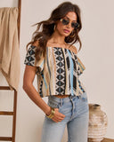 Resort Ready Off The Shoulder Abstract Top