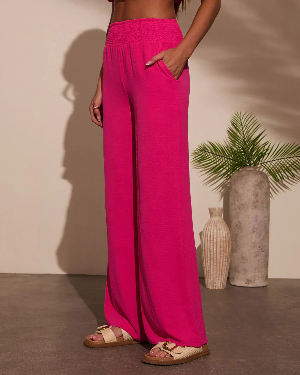 Maldives High Rise Smocked Waist Pants