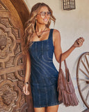 Jovianna Pintuck Denim Mini Dress