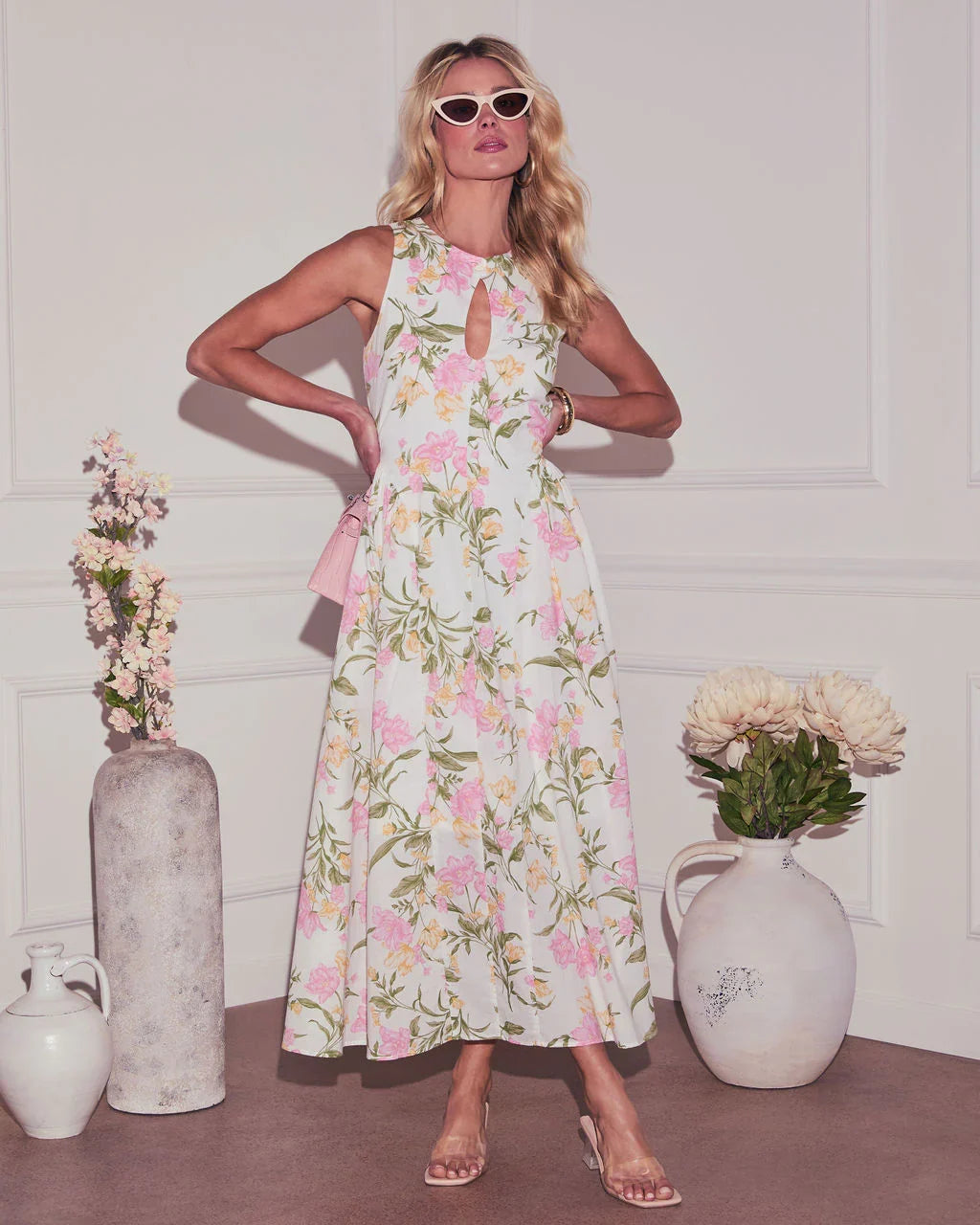 Daija Floral Keyhole Midi Dress