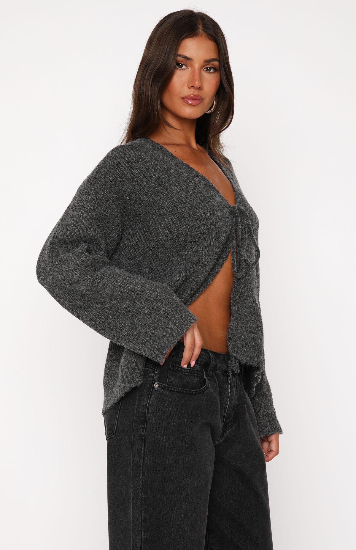 Flashback Knit Cardigan Charcoal
