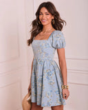 Petal Ease Floral Puff Sleeve Mini Dress