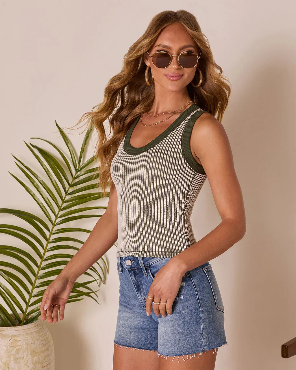 Carinne Striped Contrast Tank