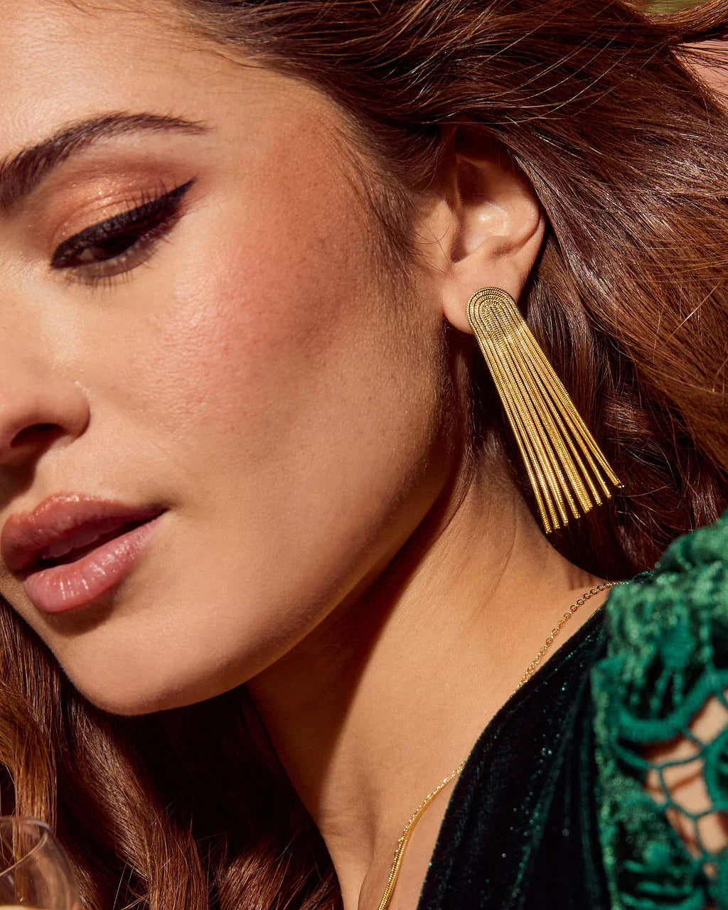 Midnight Whisper Chain Chandelier Earrings