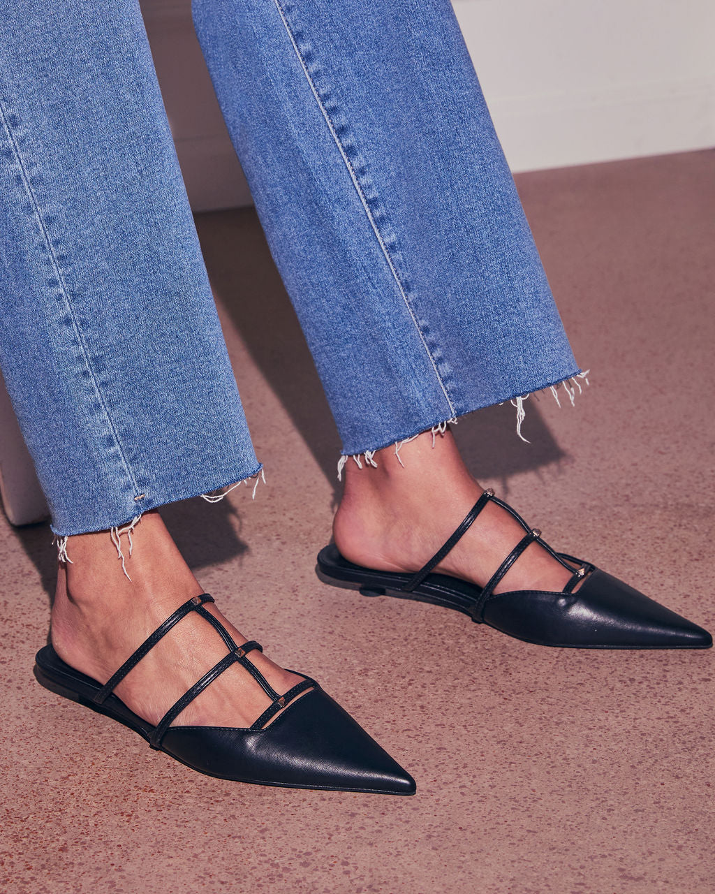 Corie Caged Leather Stud Flats