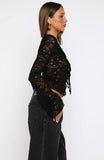 Oh So Careless Long Sleeve Lace Top Black