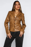 Classic Babe PU Jacket Tan