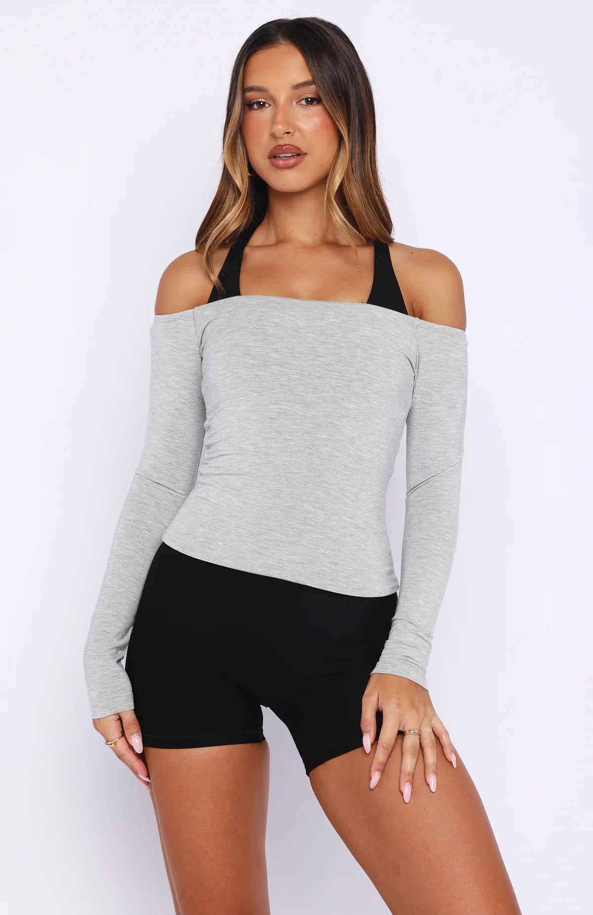 Mad For You Long Sleeve Top Grey Marle