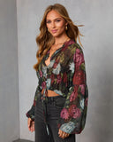 Hildah Printed Smocked Chiffon Top