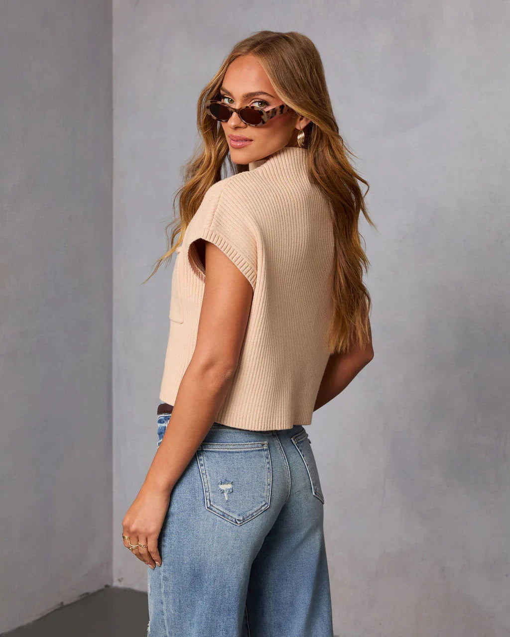 Brooke Mock Neck Short Sleeve Sweater