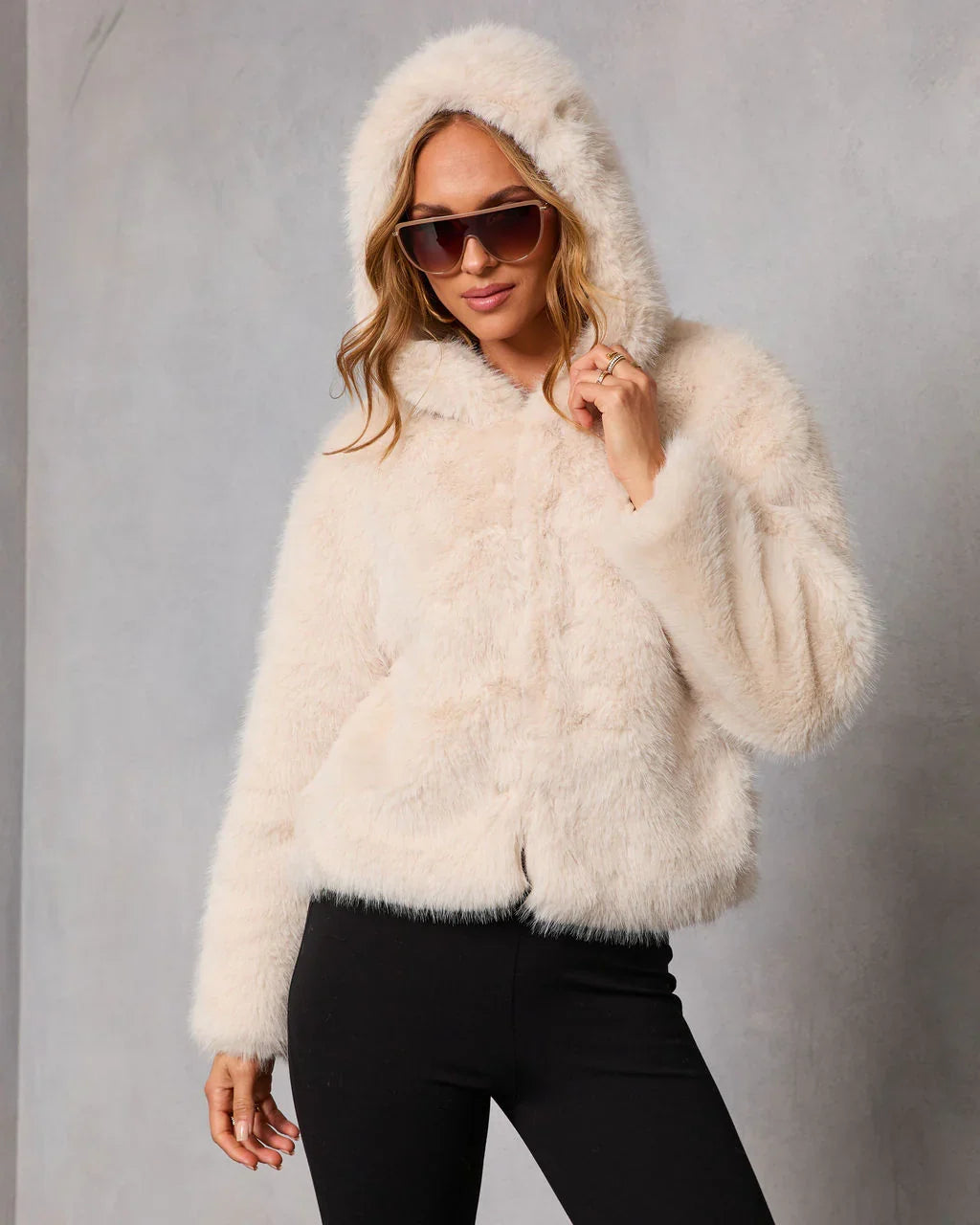 Kimia Hooded Faux Fur Coat