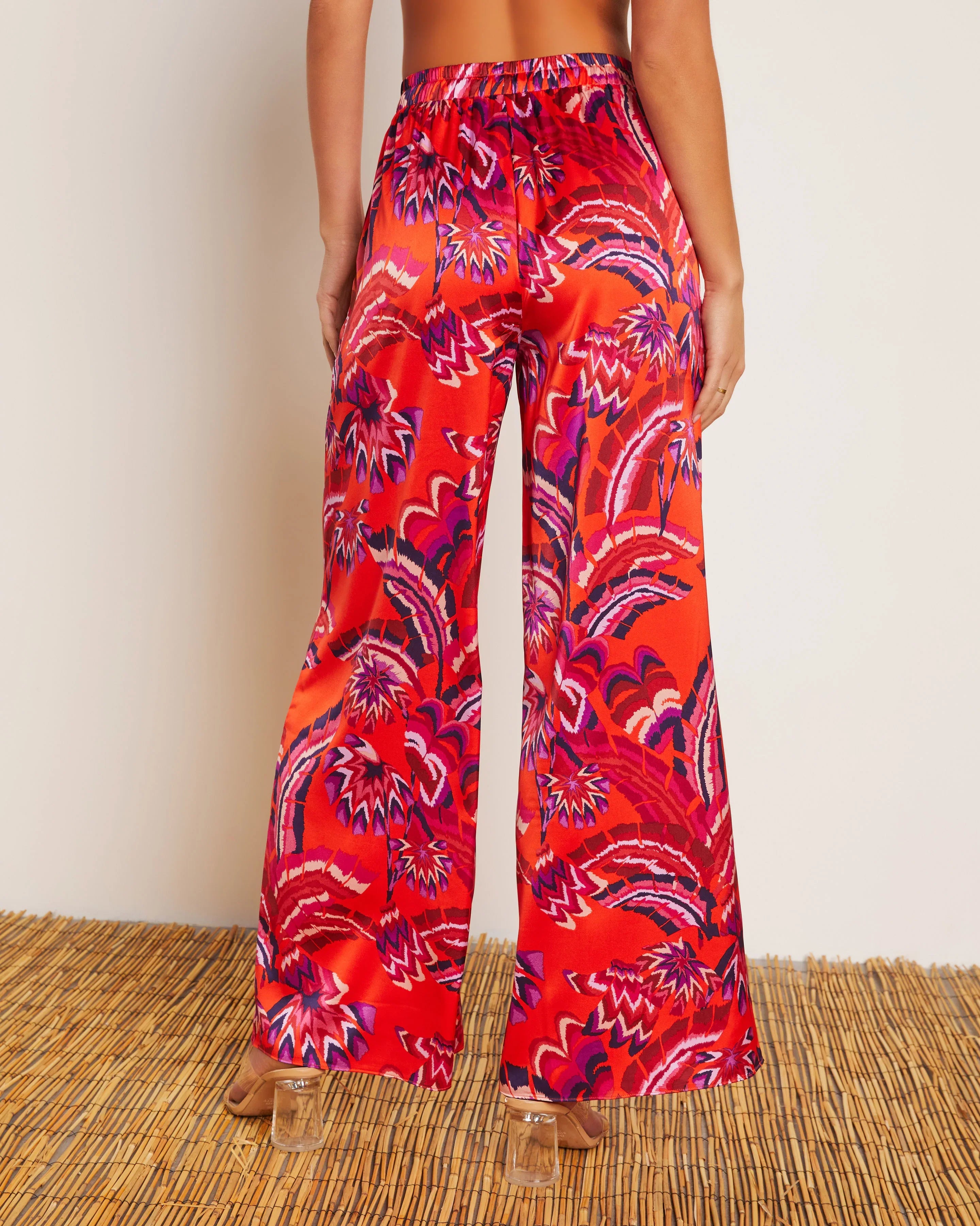 Azra Tropical Pocketed Wide Leg Drawstring Pant