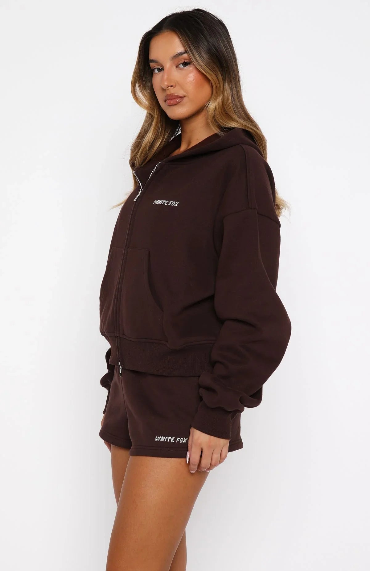 Test Drive Boxy Zip Front Hoodie Chocolate