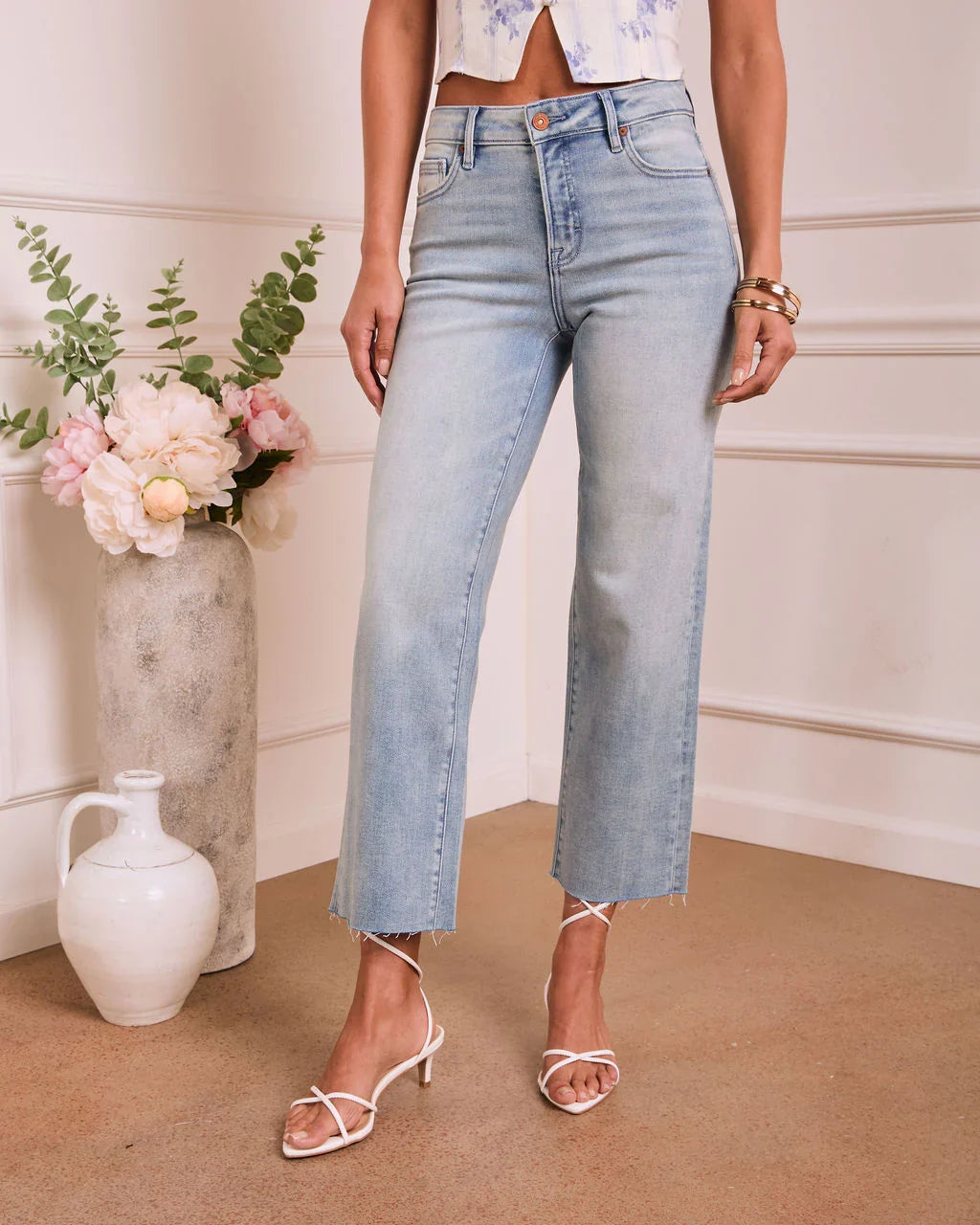 Nickolah Super Stretch Mid Rise Straight Leg Jeans