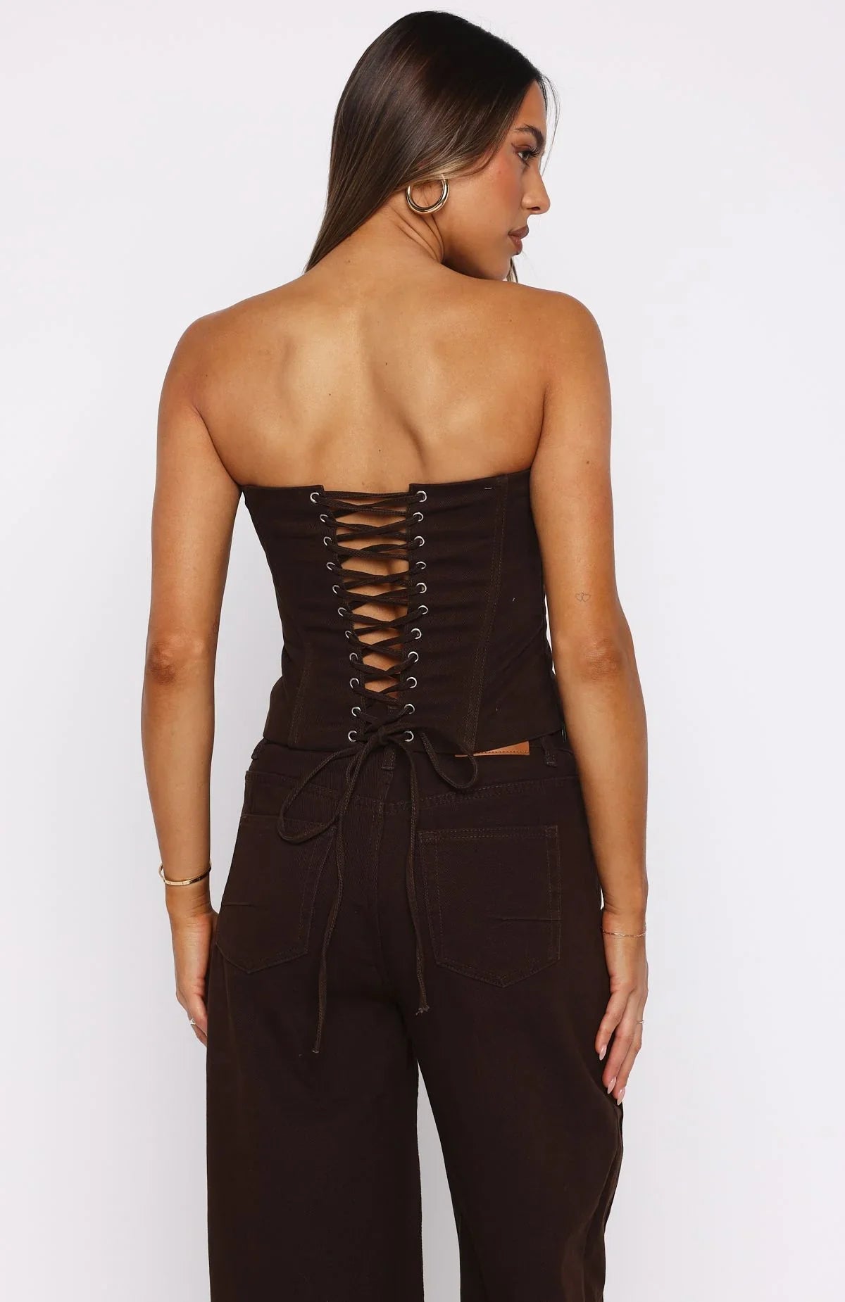Be Mine Forever Denim Bustier Chocolate Wash