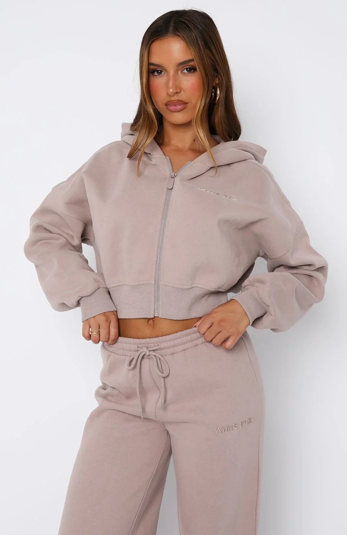 Stay Lifted Cropped Hoodie Cinnamon