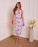 Midnight Gardenia Floral Mesh Maxi Skirt