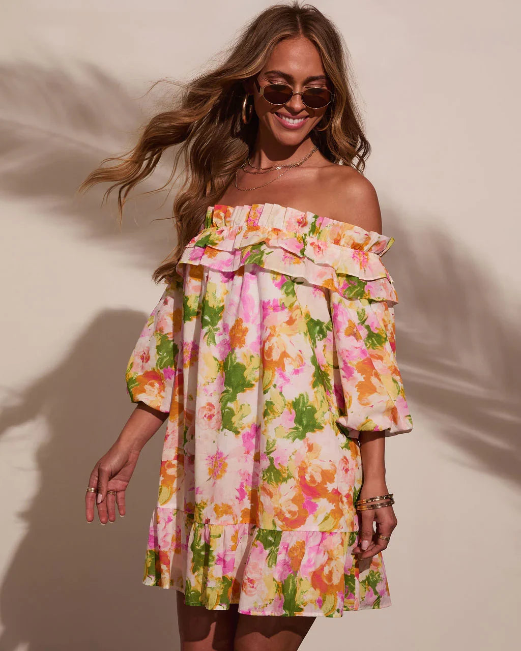 Carefree Dreamer Off The Shoulder Mini Dress