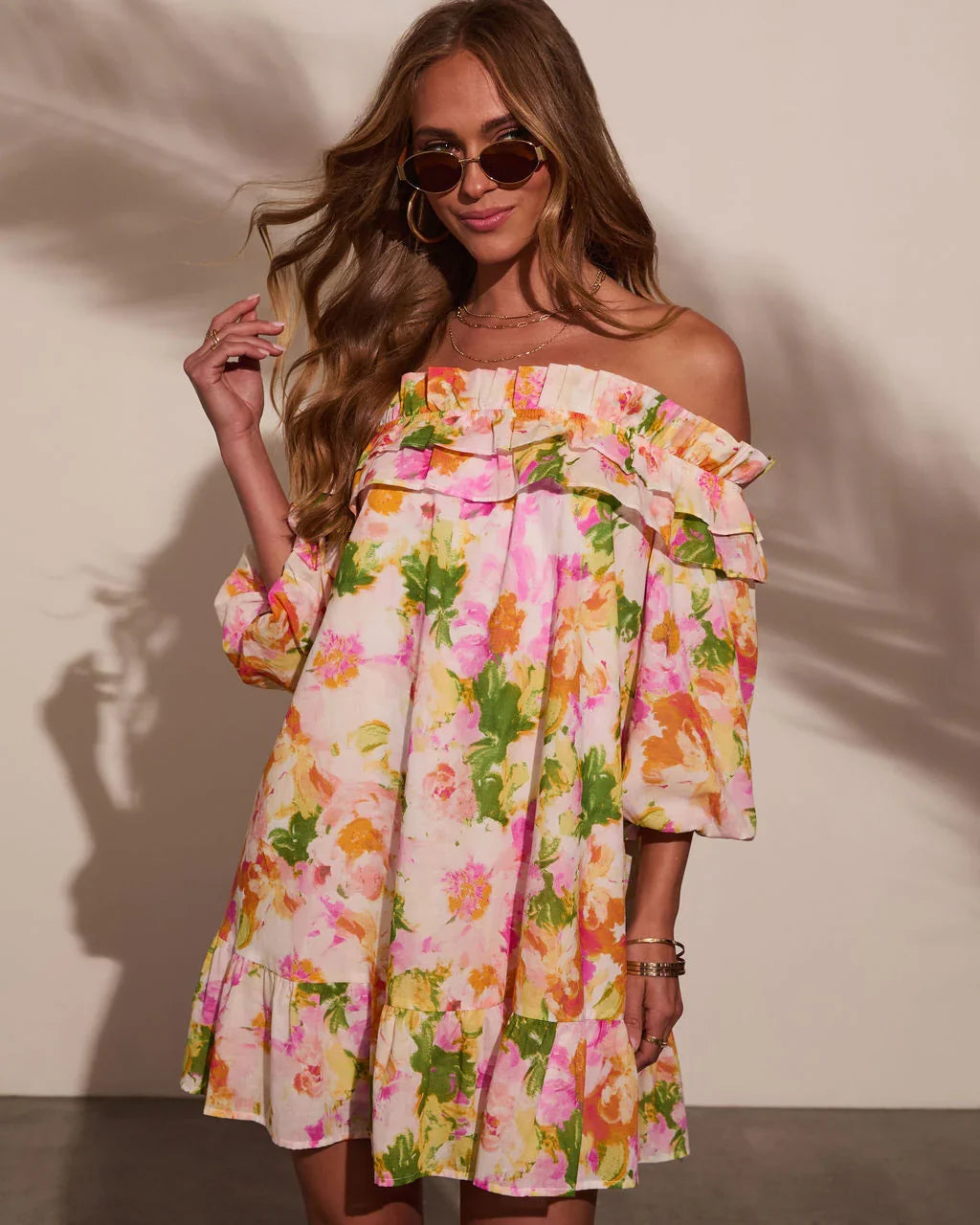 Carefree Dreamer Off The Shoulder Mini Dress
