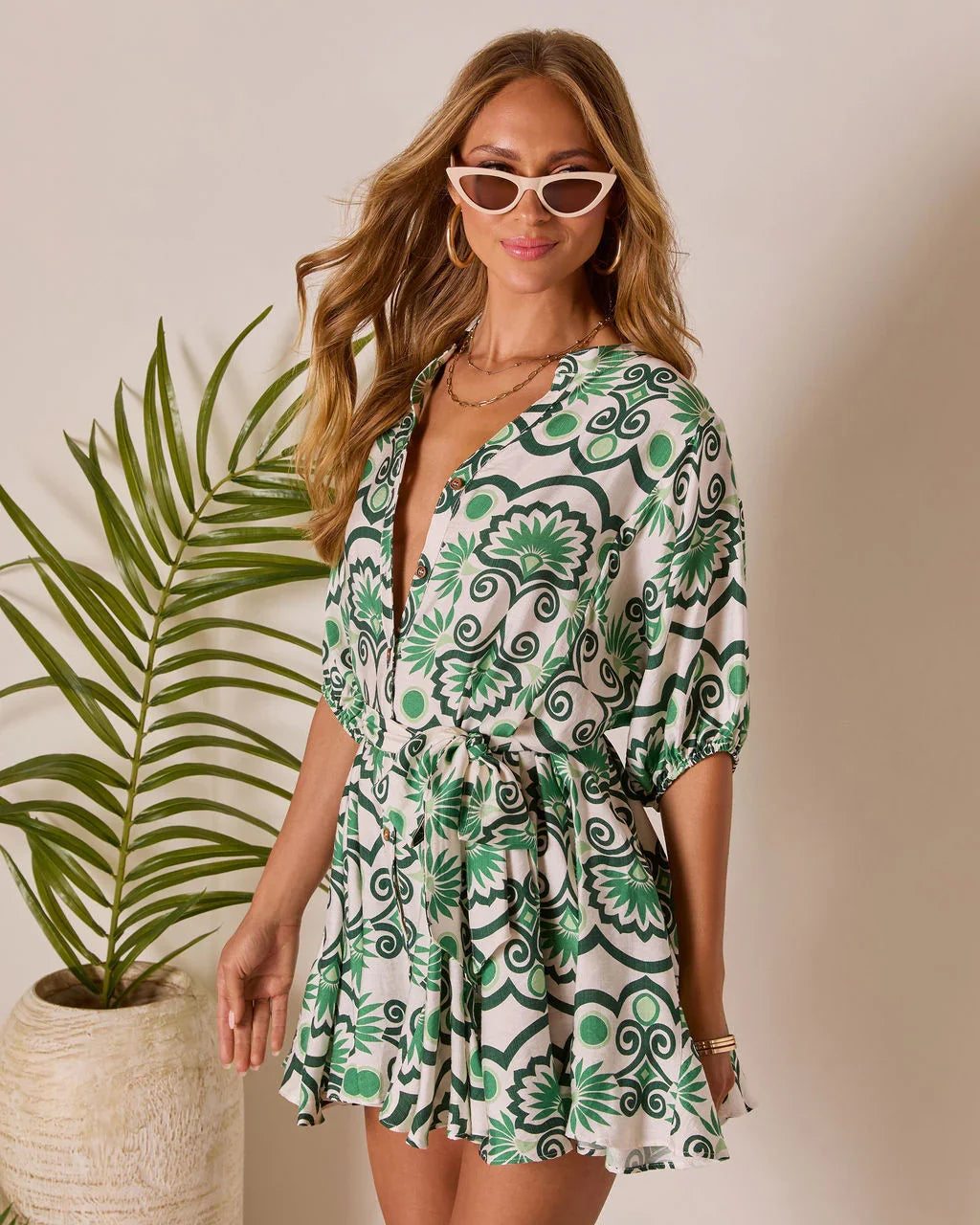 Seabloom Waist Tie Mini Dress