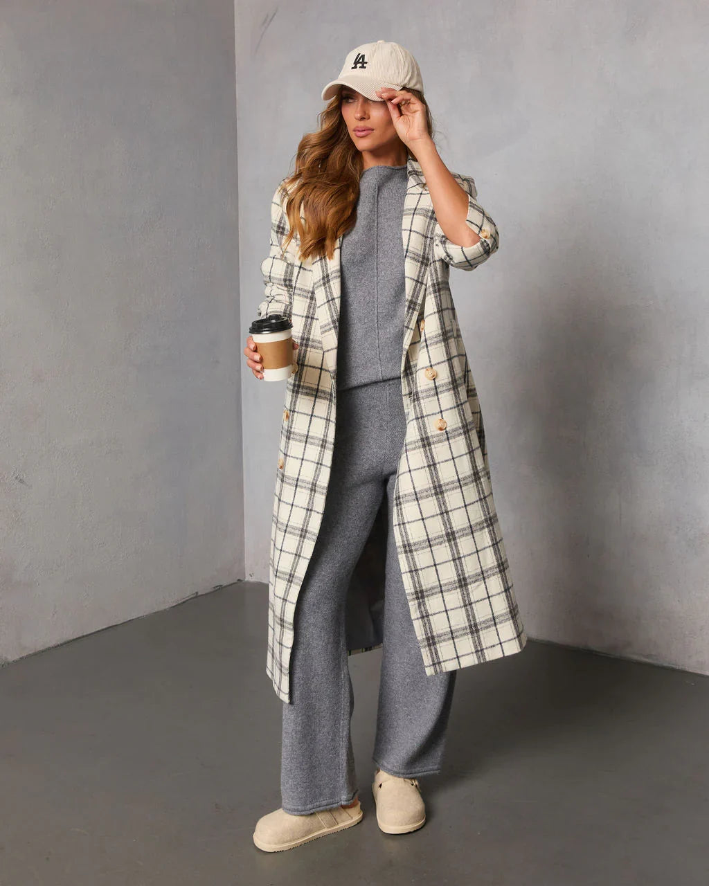 Verone Plaid Print Trench Coat