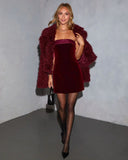 Cider Kiss Strapless Velvet Mini Dress