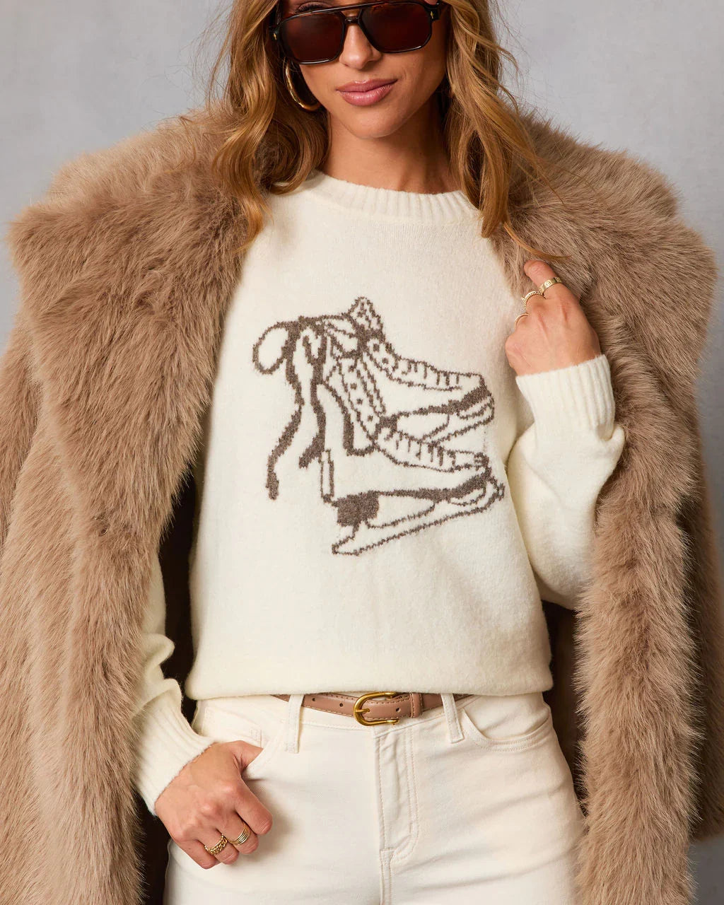 Winter Rink Ice Skate Graphic Sweater