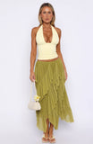 Sunset Strolls Midi Skirt Matcha