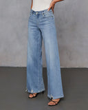 Inka Super Stretch Distressed Wide Leg Jeans