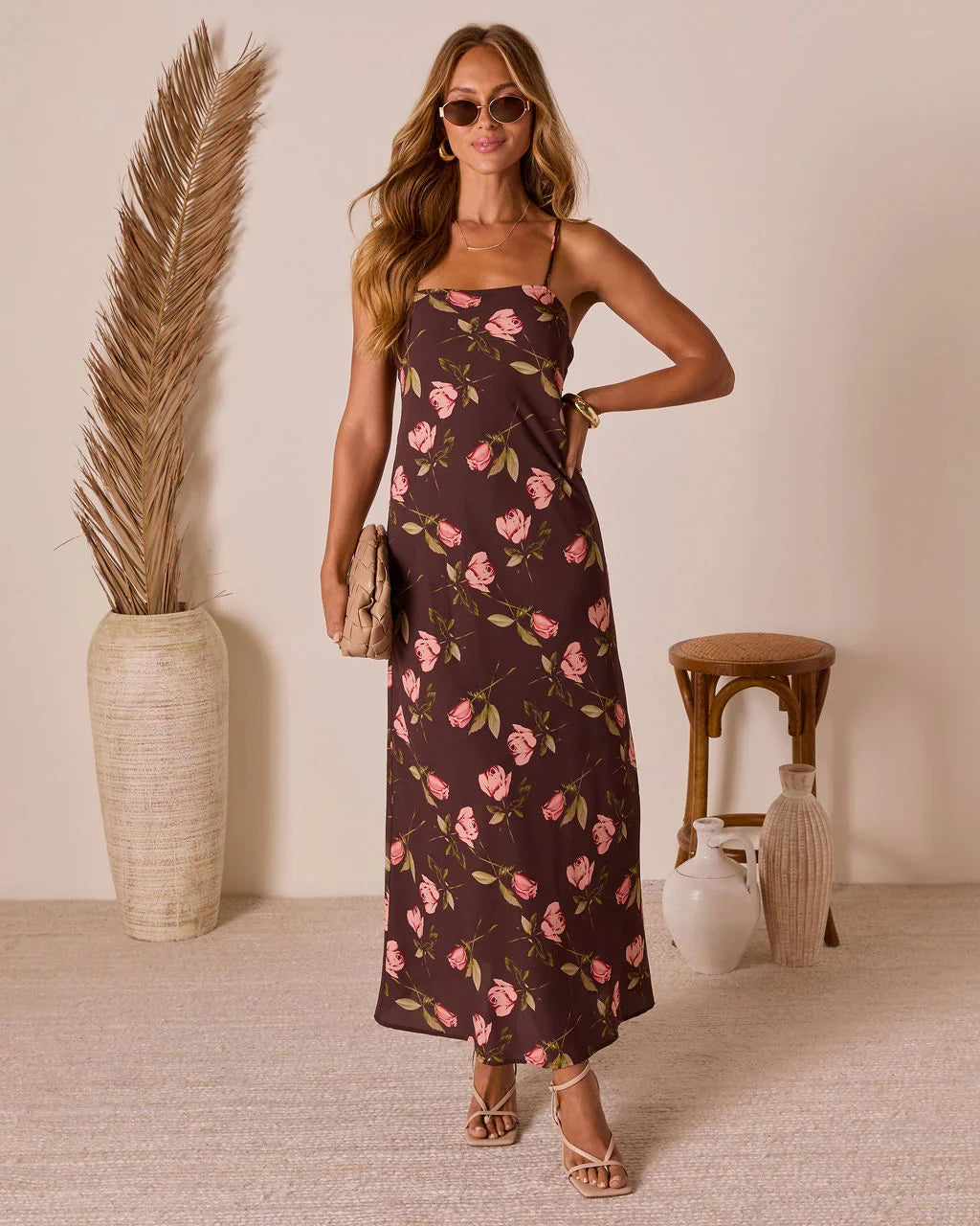 Picking Petals Satin Floral Maxi Dress