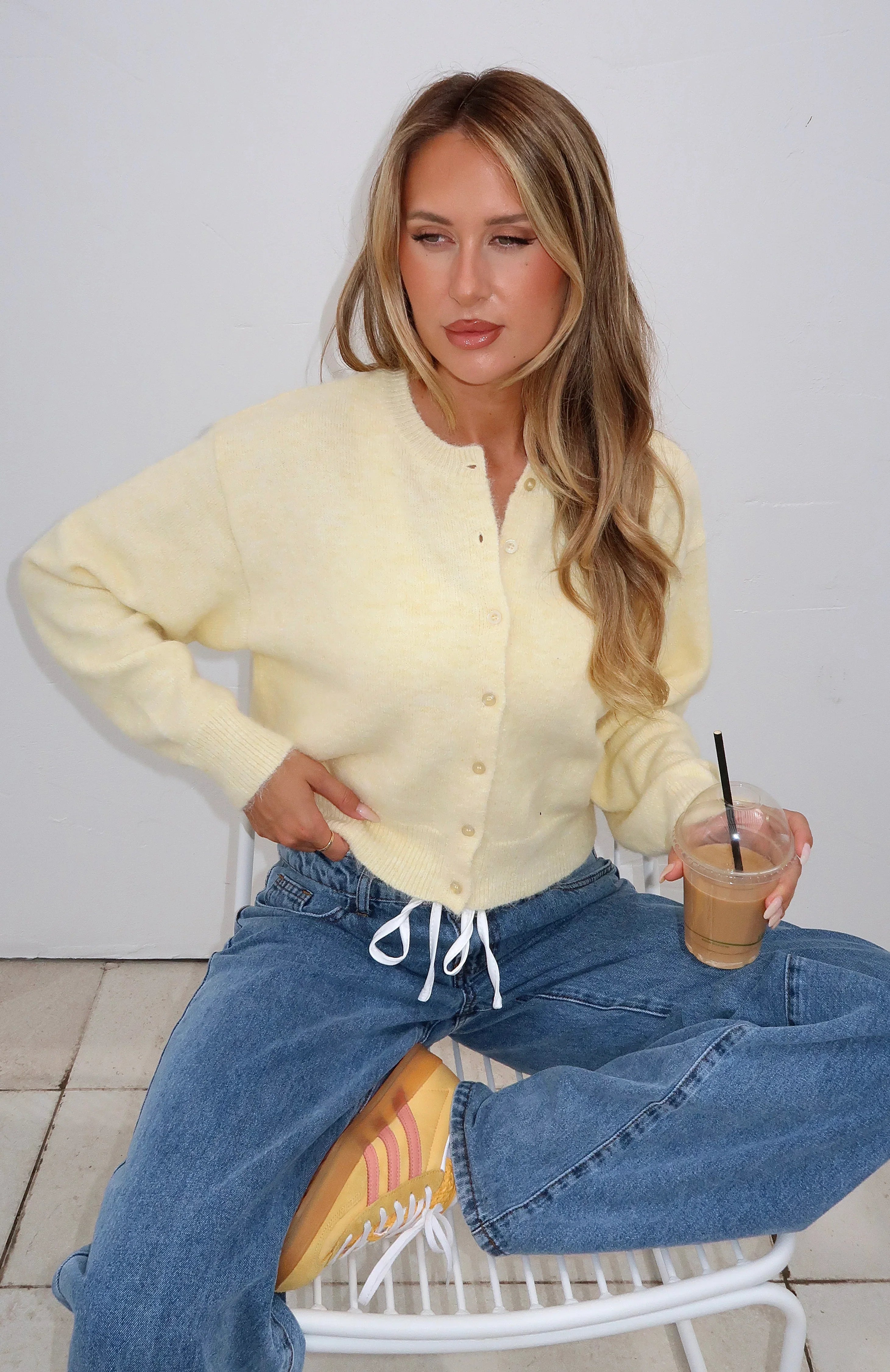 Warm Whispers Knit Cardigan Lemon