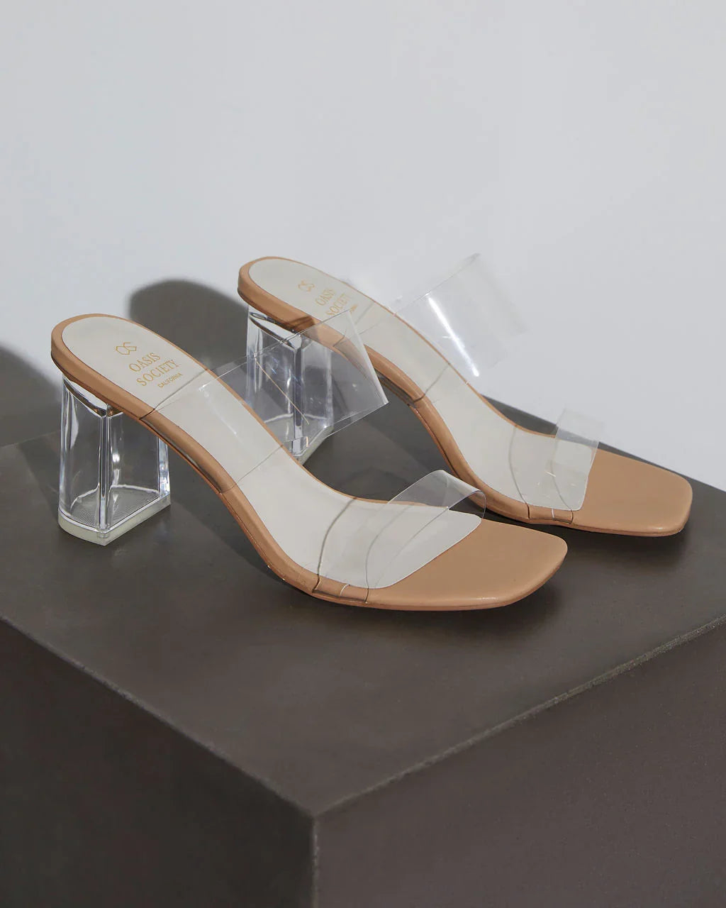 Jodi Clear Block Heel Mules