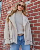 Iylah Contrast Trim Sherpa Coat