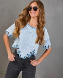 Trail Song Embroidered Eyelet Hem Denim Top