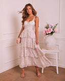 Honey Blush Tiered Floral Midi Dress