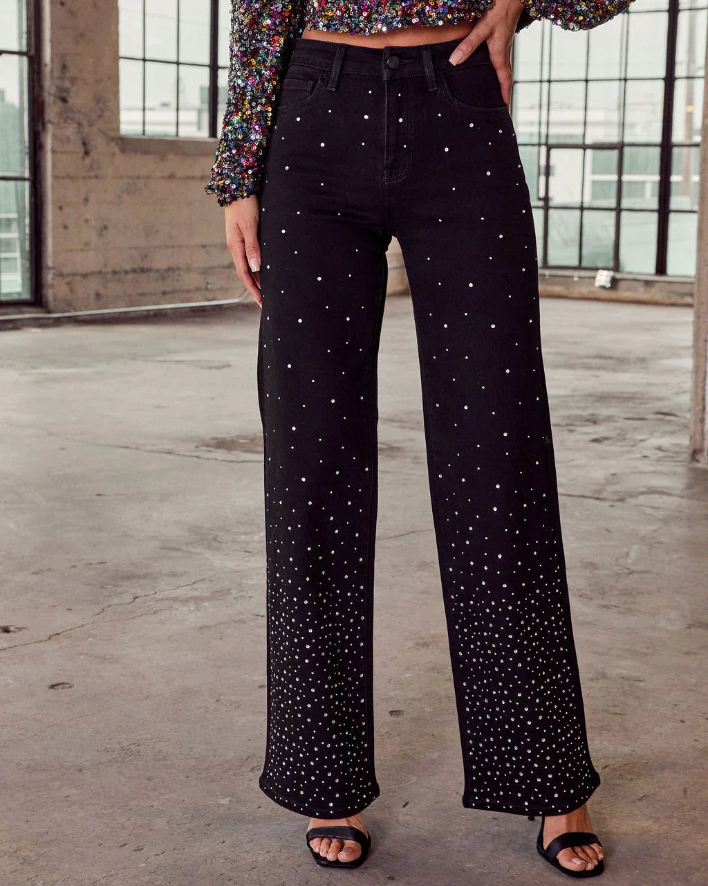 City Pulse Stretch Embellished Straight Leg Jeans
