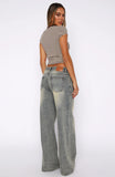 Maeve Low Rise Wide Leg Jeans Sand