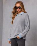 Slow Moments Twofer Denim Trim Sweater