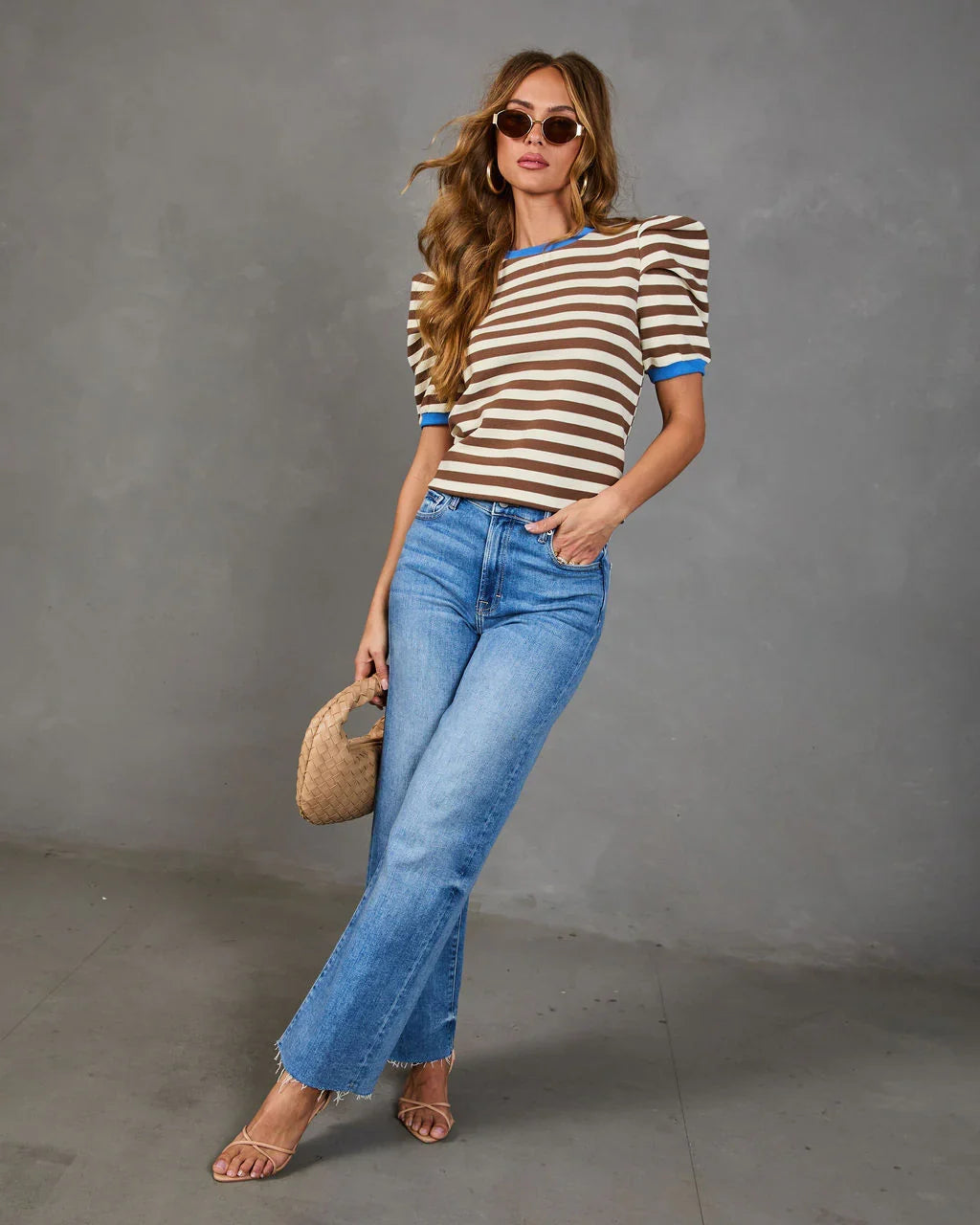 Marcine Striped Puff Sleeve Top