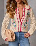 Sweet Meadow Embroidered Knit Sweater