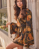 Spicewood Printed Wrap Tie Mini Dress