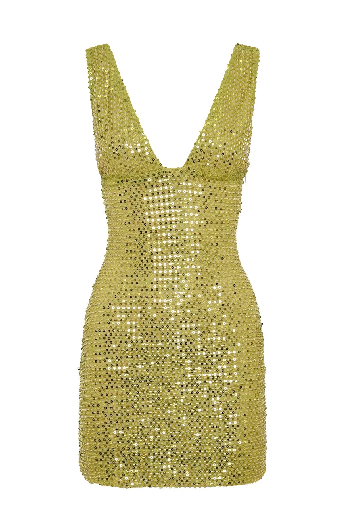 I Believe In You Beaded Mini Dress Chartreuse