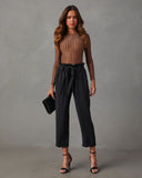 All The Craze Velvet Mesh Houndstooth Bodysuit