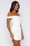 Private Planes Off Shoulder Mini Dress White