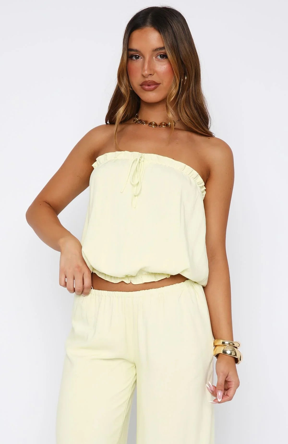 Golden Child Strapless Top Lemon