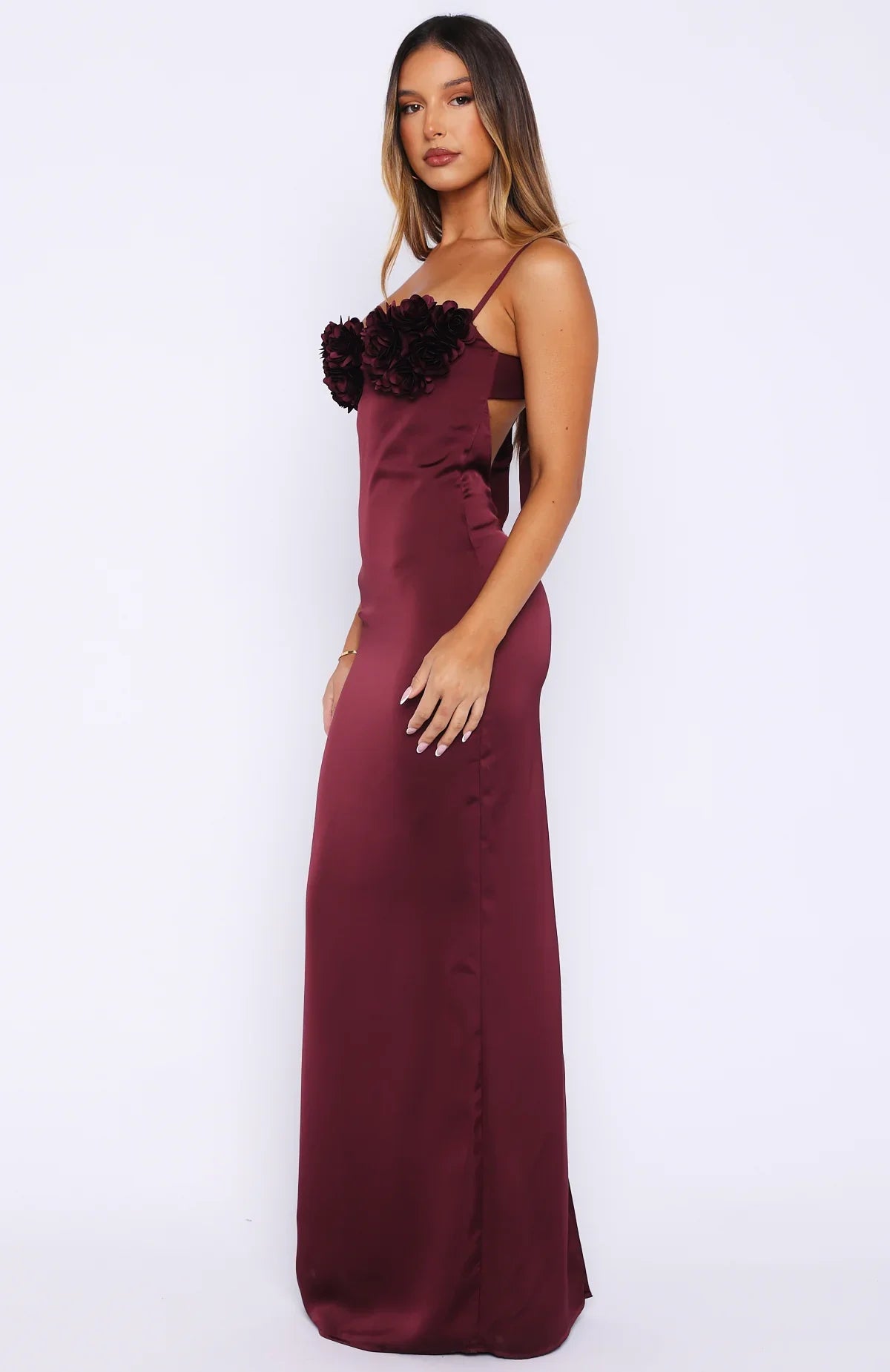 Sweet Petal Maxi Dress Burgundy