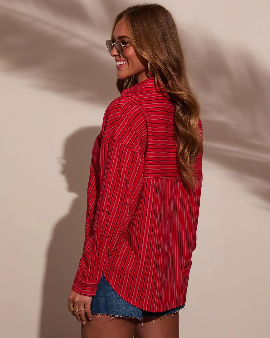 Tinslee Striped Button Down Top