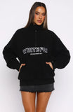 Hard To Stay Focused Teddy Borg Zip Front Sweater Black
