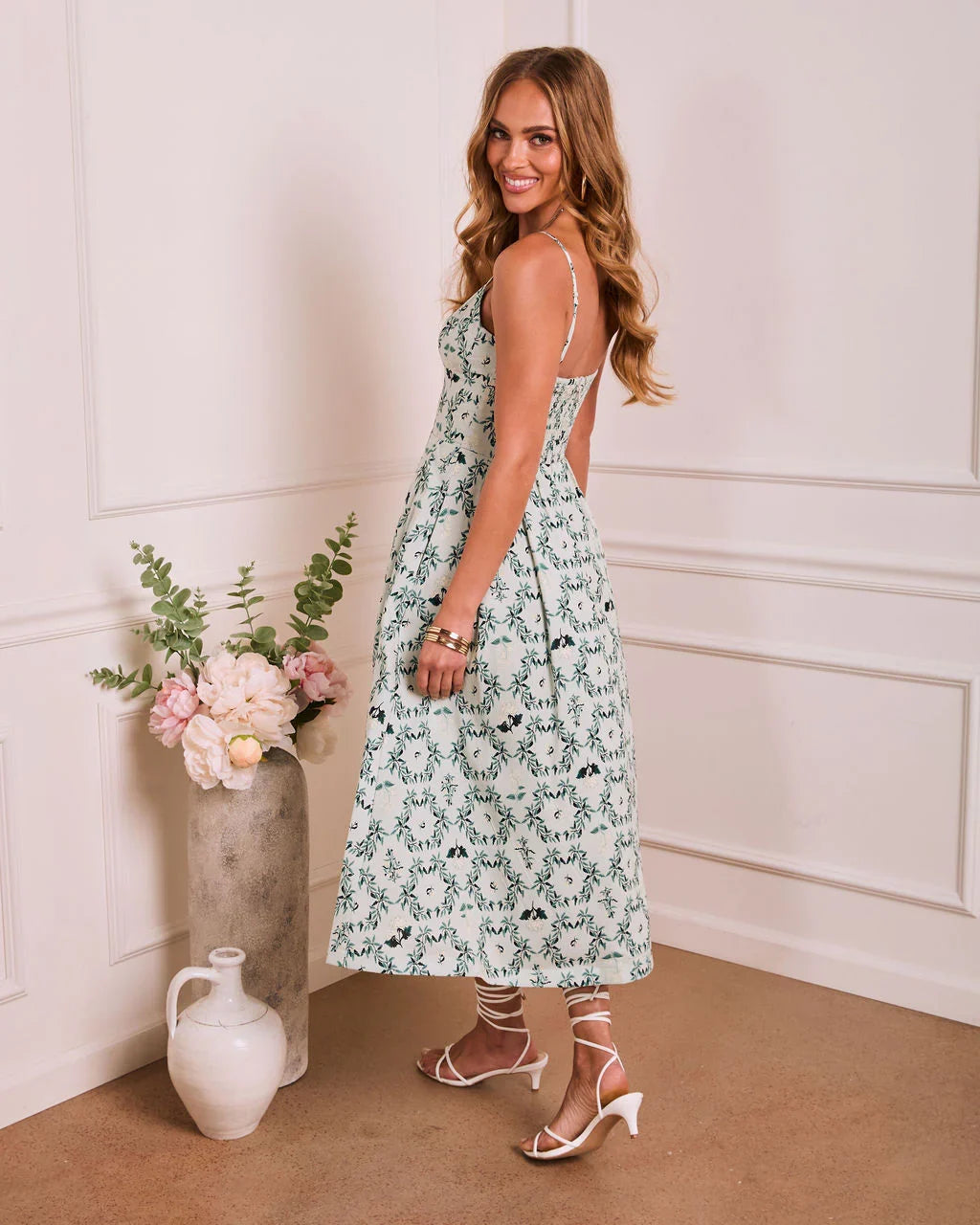 Airy Wisteria Floral Midi Dress