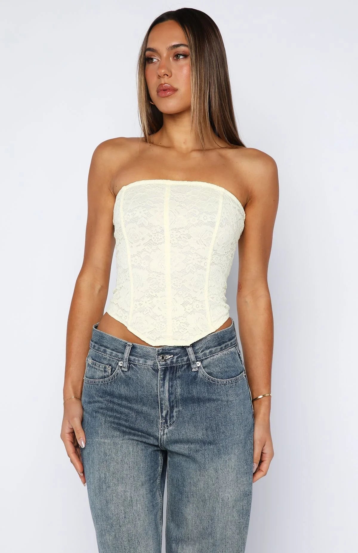 Play Your Part Strapless Bustier Lemon